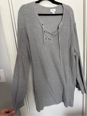 Old Navy Light Gray Ribbed Knit Pullover